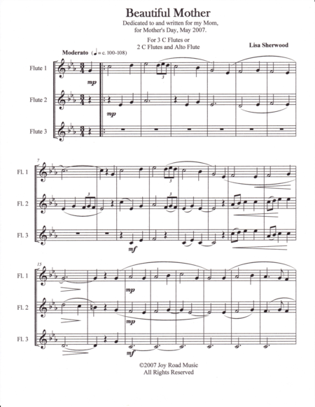 Beautiful Mother Flute Trio Sheet Music