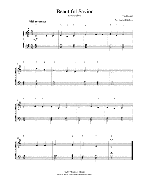 Beautiful Savior Crusaders Hymn For Easy Piano Sheet Music