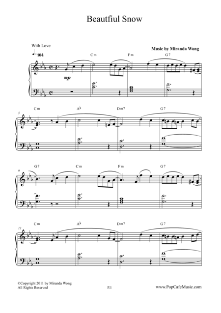 Free Sheet Music Beautiful Snow Easy Piano Love Song