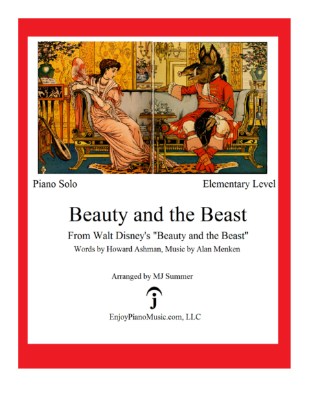 Beauty And The Beast Disney Elementary Level For Easy Piano Solo Sheet Music