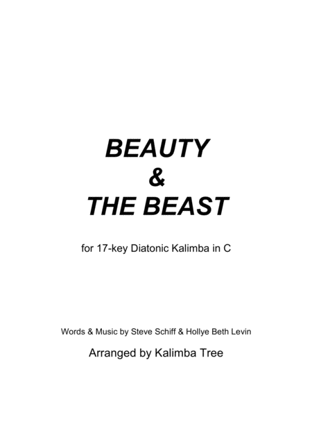 Beauty And The Beast Kalimba Tablature Sheet Music