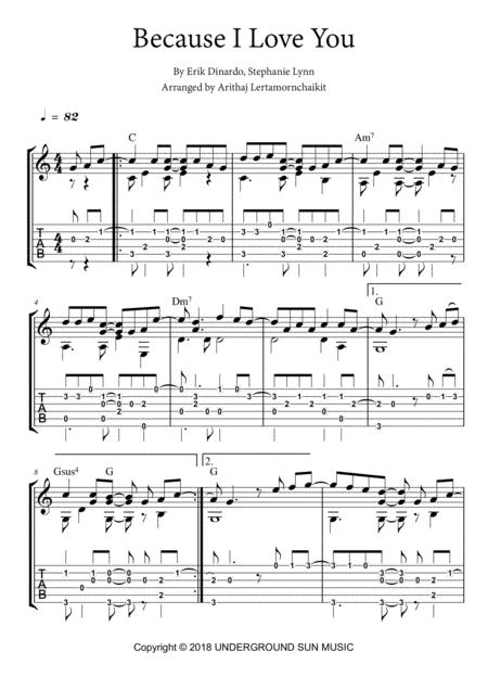 Free Sheet Music Because I Love You Fingerstyle Guitar
