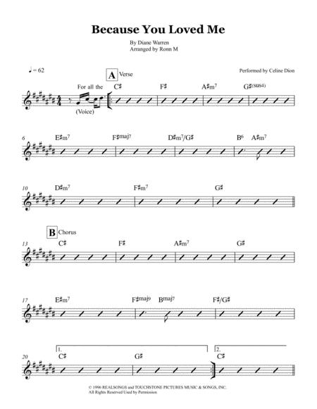 Because You Loved Me Lead Sheet Performed By Celine Dion Sheet Music