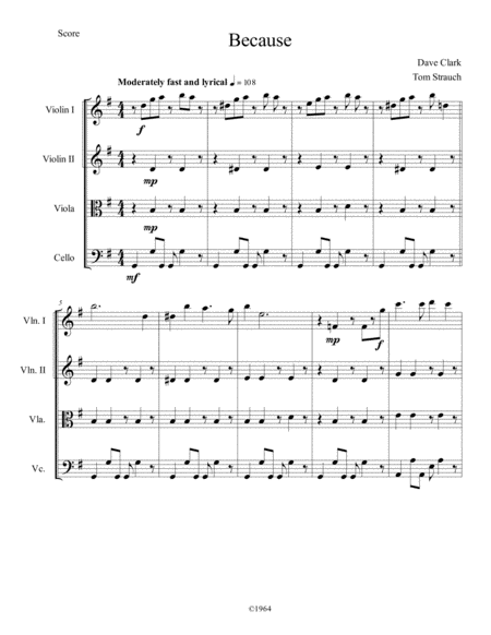 Free Sheet Music Because