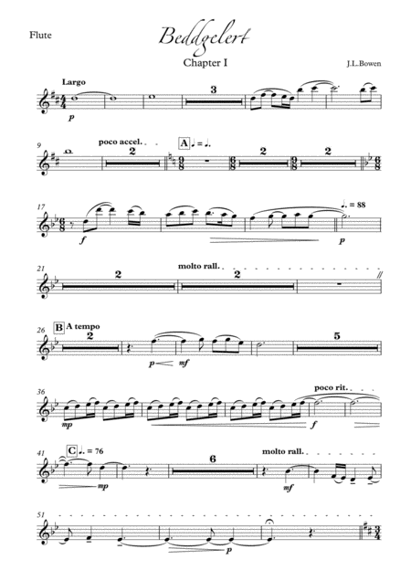 Free Sheet Music Beddgelert The Legend Of The Faithful Hound Flute