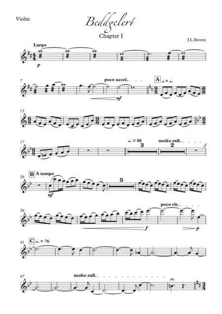 Free Sheet Music Beddgelert The Legend Of The Faithful Hound Violin