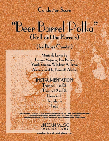 Beer Barrel Polka Roll Out The Barrel For Brass Quintet Sheet Music