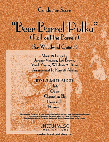 Beer Barrel Polka Roll Out The Barrel For Woodwind Quintet Sheet Music