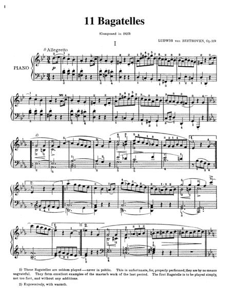 Beethoven 11 Bagatelles Op 119 Full Complete Version Sheet Music