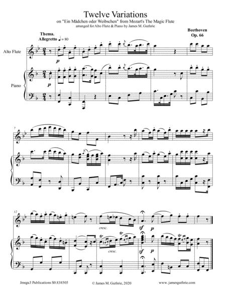 Free Sheet Music Beethoven 12 Variations Op 66 For Alto Flute And Piano