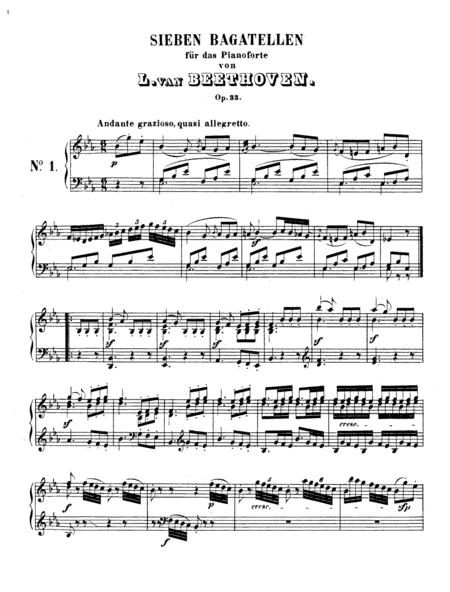 Beethoven 7 Bagatelles Op 33 No 1 To No 7 Full Complete Version Sheet Music