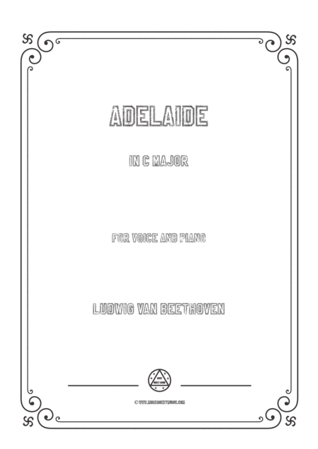 Beethoven Adelaide In C Major For Voice And Piano Sheet Music