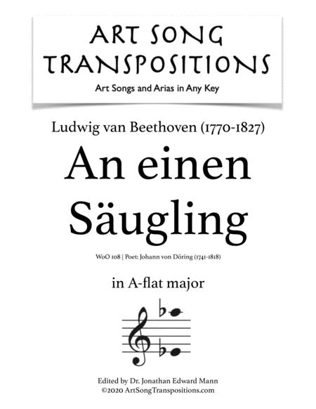 Beethoven An Einen Sugling Woo 108 Transposed To A Flat Major Sheet Music