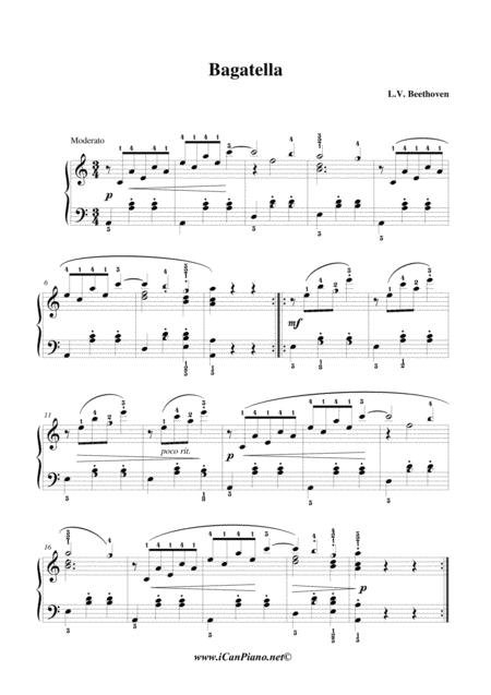 Free Sheet Music Beethoven Bagattela In Am Op 119 No 9 Icanpiano Style