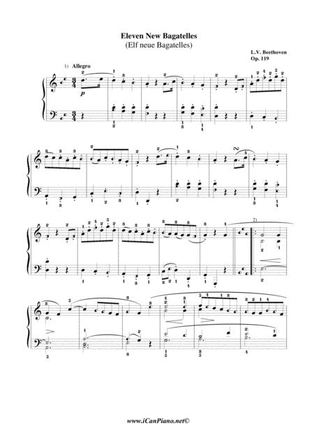 Beethoven Bagattela In G Minor Op 119 No 1 Icanpiano Style Sheet Music