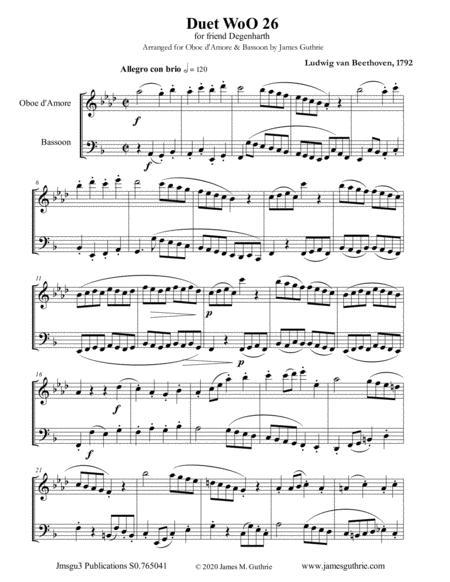 Beethoven Duet Woo 26 For Oboe D Amore Bassoon Sheet Music