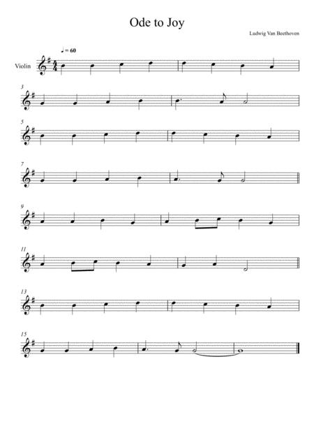 Beethoven Ode To Joy Violin Solo Very Easy Version Sheet Music