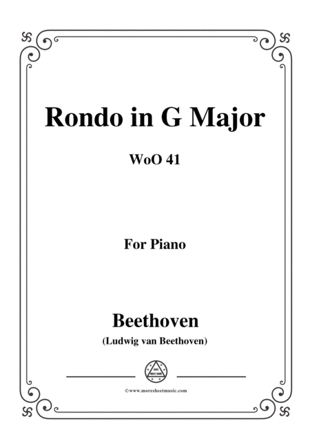 Beethoven Rondo In G Major Woo 41 For Piano Sheet Music