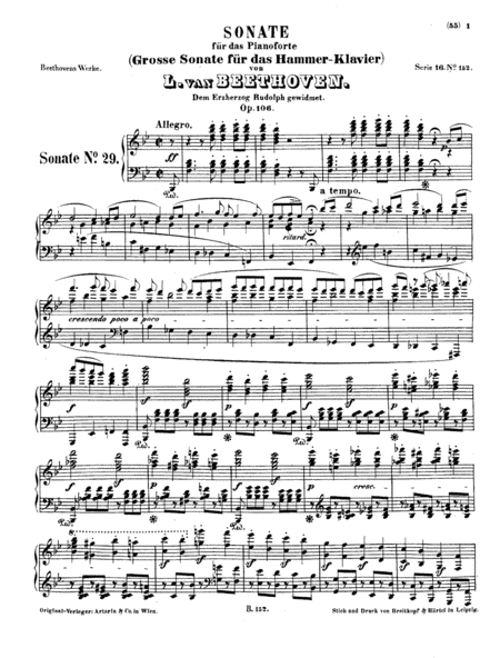 Free Sheet Music Beethoven Sonata No 29 In Bb Major Op 106 Hammerklavier Full Original Complete Version