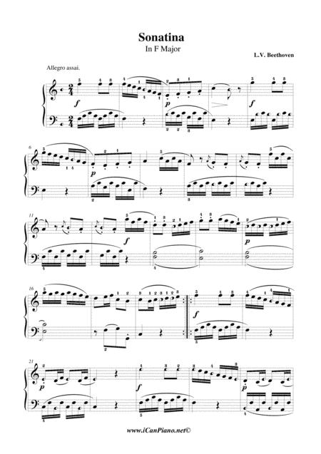 Beethoven Sonatina In F Icanpiano Style Sheet Music