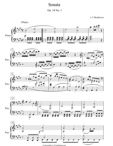 Free Sheet Music Beethoven Sonatina Op 14 No 1 Icanpiano Style