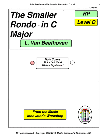 Beethoven The Smaller Rondo In C Major Key Map Tablature Sheet Music