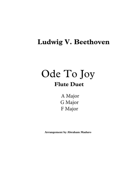 Beethovens Ode To Joy Flute Duet Three Tonalities Included Sheet Music