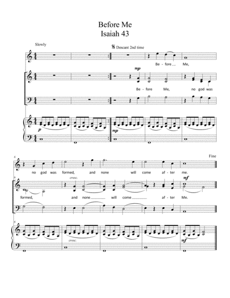 Free Sheet Music Before Me Isaiah 43 By Joseph Tyldesley