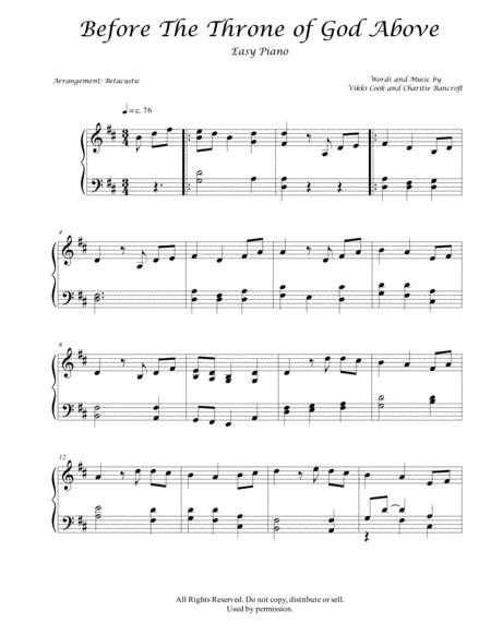 Before The Throne Of God Above Vikki Cook Sheet Music Easy Piano Sheet Music