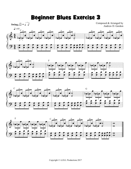 Beginner Blues Exercise 3 For Piano Sheet Music