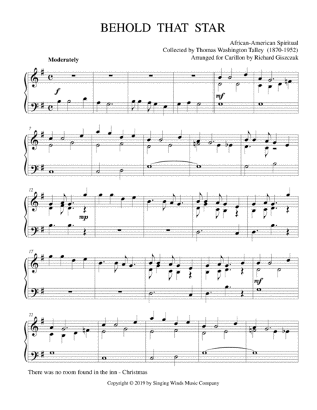 Free Sheet Music Behold That Star