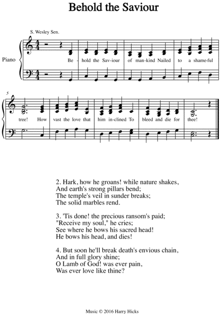 Free Sheet Music Behold The Saviour A New Tune To This Wonderful Wesley Hymn