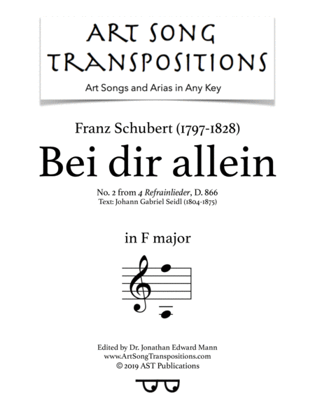 Free Sheet Music Bei Dir Allein D 866 F Major