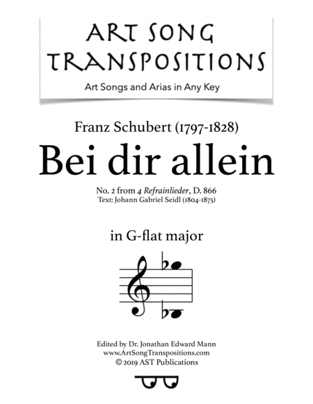 Bei Dir Allein D 866 G Flat Major Sheet Music