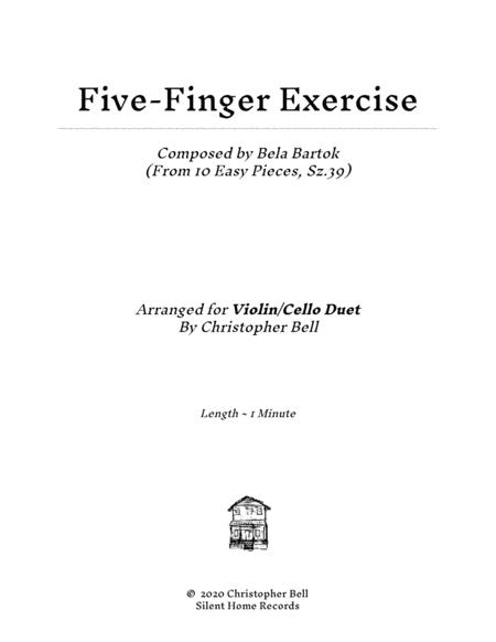 Bela Bartok Five Finger Exercise From 10 Easy Pieces Violin Cello Duet Sheet Music