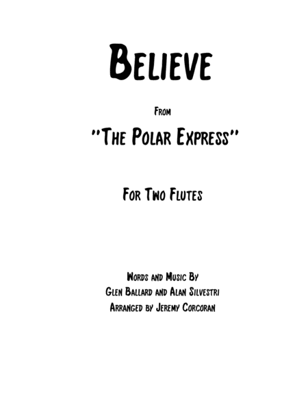 Believe From The Polar Express For Two Flutes Sheet Music