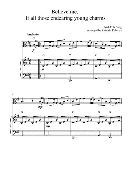 Believe Me If All Those Endearing Young Charms For Viola Solo And Piano Accompaniment Sheet Music