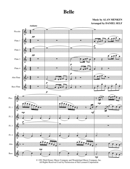 Belle From Beauty The Beast Flute Choir Sheet Music