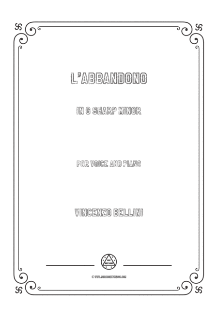 Bellini L Abbandono In G Sharp Minor For Voice And Piano Sheet Music