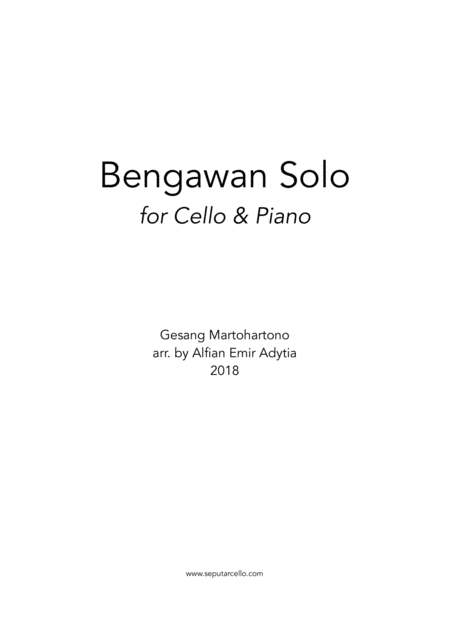 Bengawan Solo For Cello Piano Sheet Music