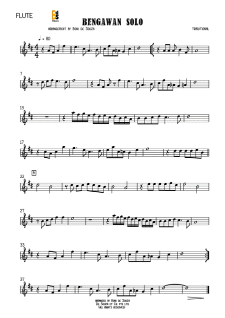 Bengawan Solo Indonesian Folk Song Sheet Music