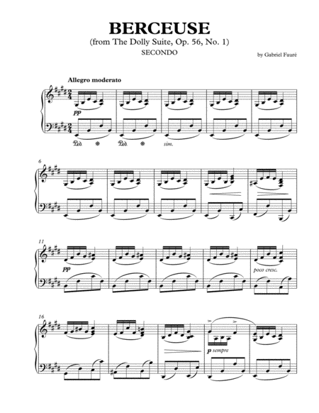 Berceuse From The Dolly Suite Sheet Music