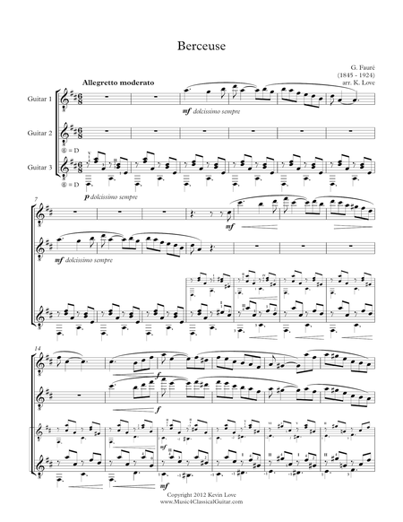 Berceuse Guitar Trio Score And Parts Sheet Music