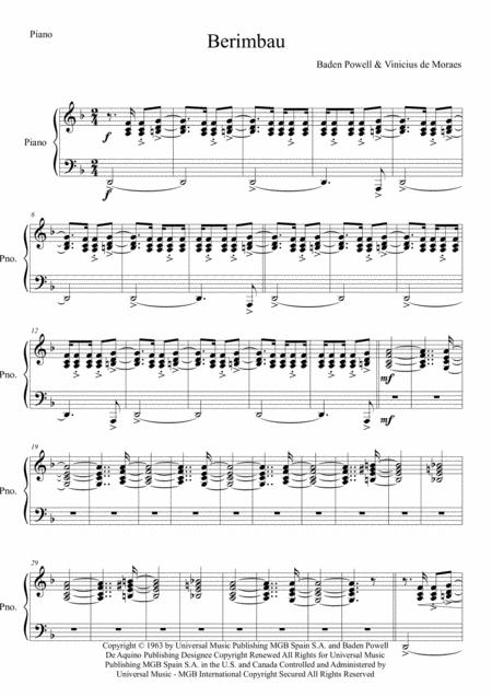 Free Sheet Music Berimbau Piano