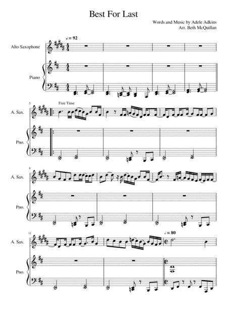 Free Sheet Music Best For Last