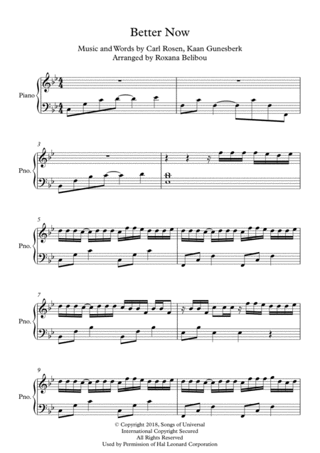 Better Now By Post Malone Piano Sheet Music