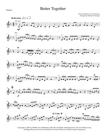 Better Together String Quartet Sheet Music