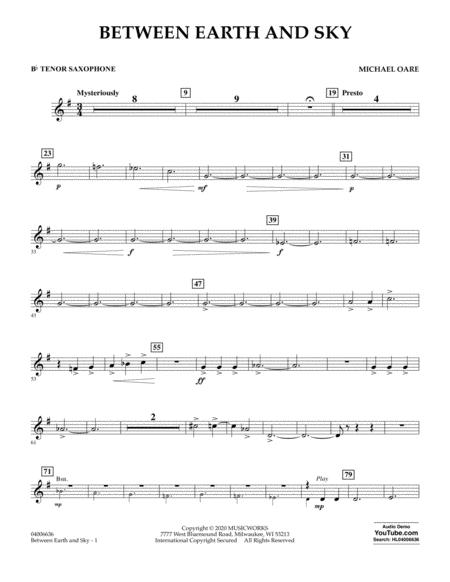 Between Earth And Sky Bb Tenor Saxophone Sheet Music