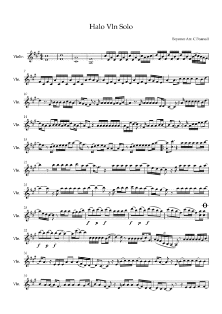 Beyonce Halo Violin Solo Sheet Music