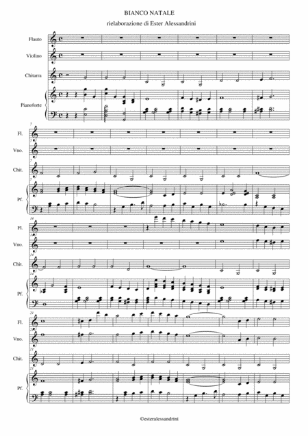 Free Sheet Music Bianco Natale Quartet